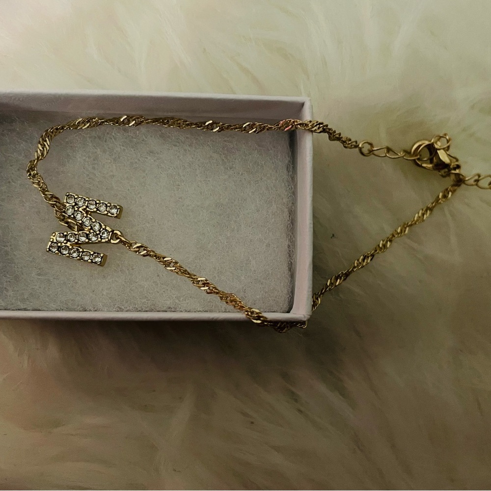 Gold letter m anklet